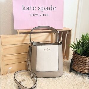 NWT🎀Kate Spade Lena Colorblock Bucket Shoulder Bag in Sand Multi Gift KH441
